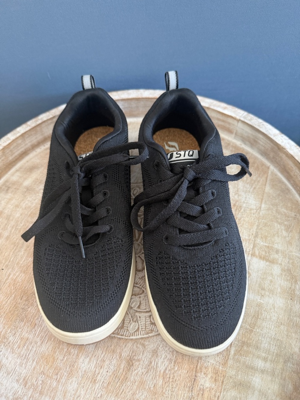 Women’s Black Knit Sneakers with Cream Sole